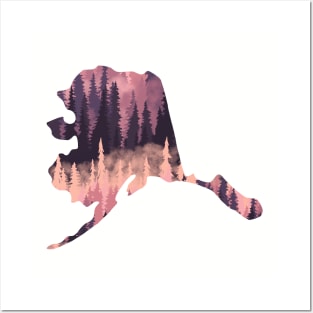 Alaska Shaped Purple Trees Posters and Art